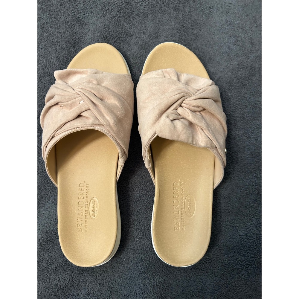 Dr. Scholls Bewandered Beige Twist Knot Slide Sandals Womens 9.5M Adventure Tech